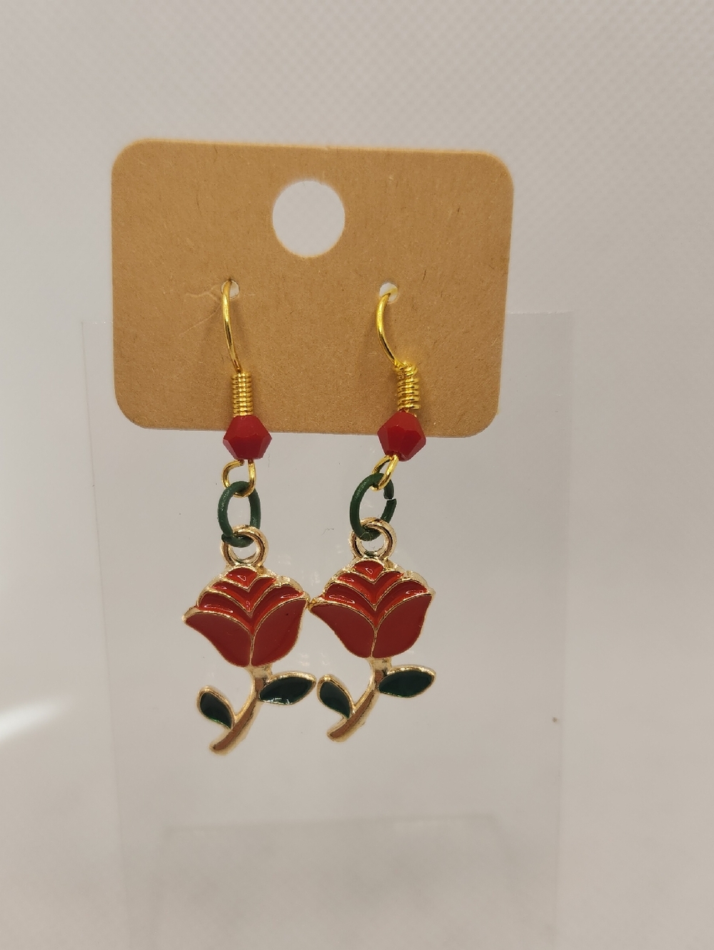 Red Rose Earrings - Beauty And The Beast Rose